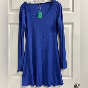 SHEIN EZwear Women's Royal Blue Long Sleeve Ribbed Dress - Size Large - NWT